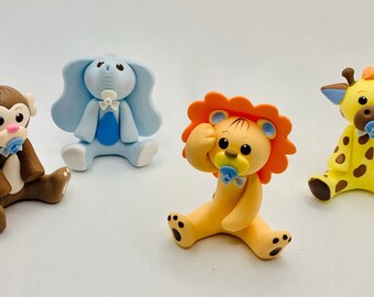 Handmade Safari Animal Cake Toppers: Jungle Party Decor, Set of 4