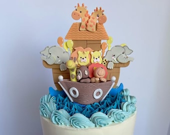 Noah's Ark Cake Topper, Baby Party Decoration Birthday Centerpiece for girls and boys, baby shower