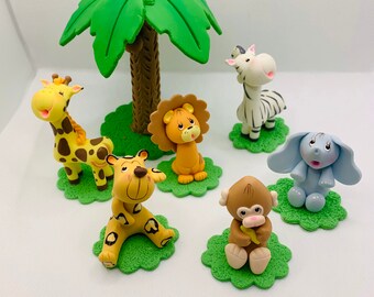baby jungle animal cake toppers