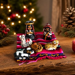 Tiny Peruvian Nativity Set: Handcrafted Ethnic Christmas Figurines (6 pcs)