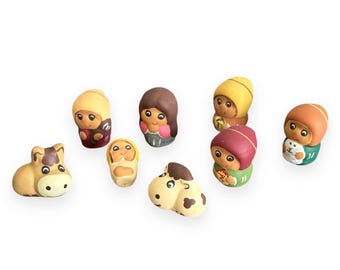 Tiny Ceramic, Peruvian Nativity Scene 8 pcs set 1&quot; tall, Christmas Decor, Xmas ornaments, holy family figurines, ornaments gift decorations