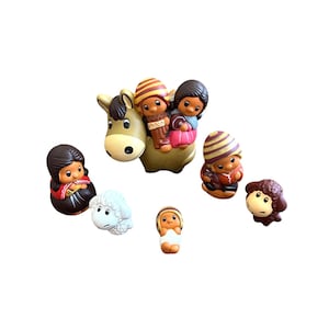 Nativity Scene, Peruvian Andean Style, Traditional Nativity with Donkey, Small figurines, Christmas Indoor Decor, Xmas ornaments