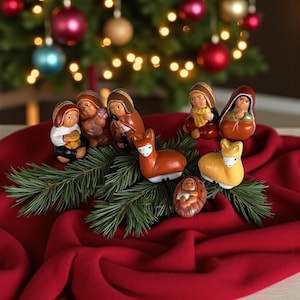 Peruvian Musical Nativity Scene: Tiny Clay Christmas Decor, 8-Piece Set