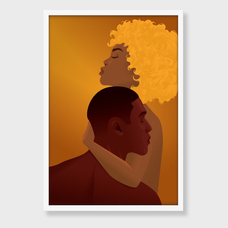 Romantic Black Couple Love Wall Art Afro King And Queen Blm Etsy
