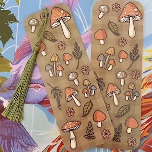 Autumnal Mushroom with tassel bookmark - cottagecore - forestcore - cozy