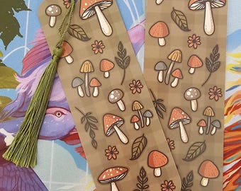 Autumnal Mushroom with tassel bookmark - cottagecore - forestcore - cozy