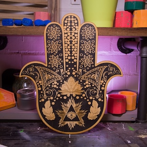 Hamsa hand | Hand of fatima | Lotus flower | Hand of the goddess | Amulet | Wall decor