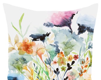 Wildflowers On Outdoor Pillows & Covers | Double Sided Print | 14x20, 16x16, 18x18, 20x20, 26x26 Inches | Three Options Available