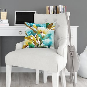Fall Tropics II Throw Pillow Cover | Spun Polyester Square Pillow Case | 14x14, 16x16, 18x18, 20x20 in | Turquoise Teal Rust Yellow Green
