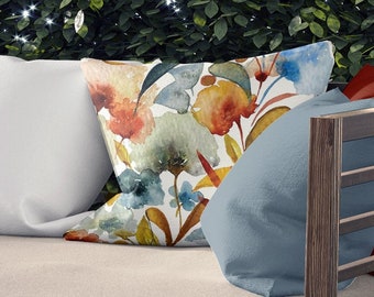 Fall Flora II Outdoor Pillows & Covers | Double Sided Print | 14x20, 16x16, 18x18, 20x20, 26x26 Inches | Three Options Available | Rust Sage