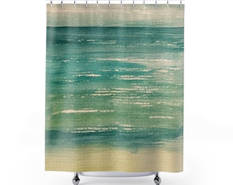 Sea Horizons Shower Curtains, Spa Bath Gifts & Decor, Teal Bathroom Shower Curtain