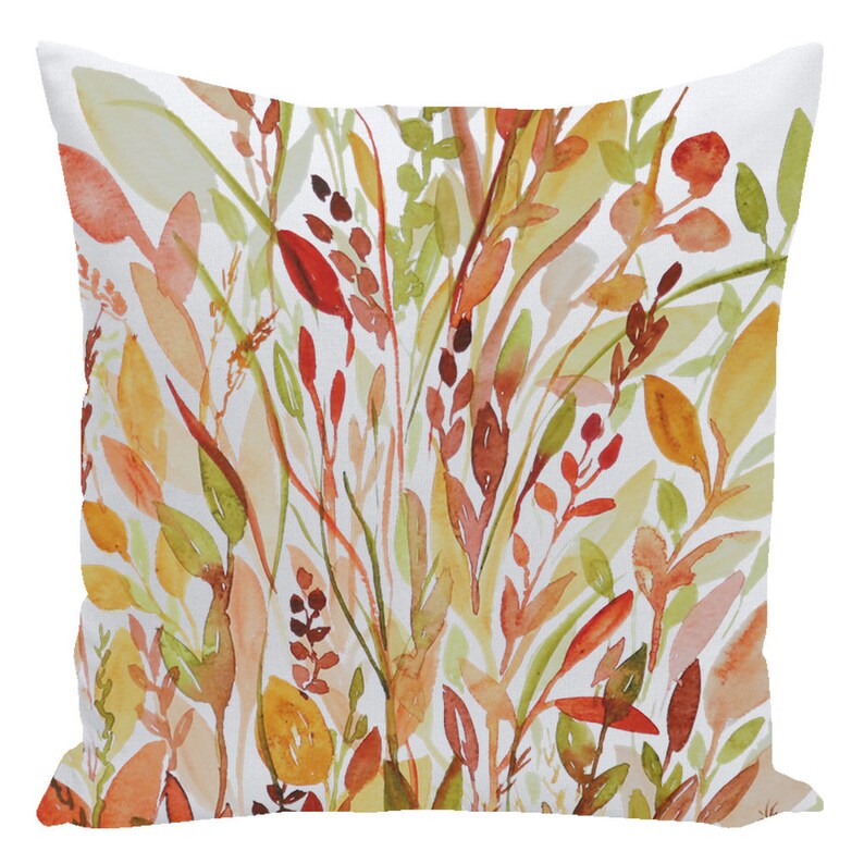 Fall Throw Pillows | Autumn Leaves & Foliage Gifts | Seasonal Home Decor | Harvest Grains Pillow | Yellow Green Red Orange White image 5