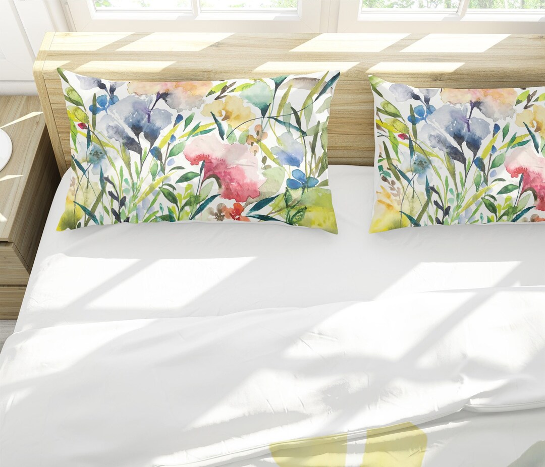 Flowers 4 Print on Bed Pillow Sham Etsy