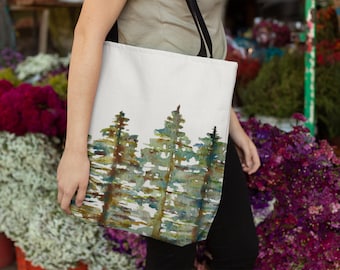 Four Pines II Tote Bag, Three Sizes, Reusable Shopping Bags, Grocery Sacks, Travel Totes, Day Totes, Book Bags, Market Bag | Holiday Gifts