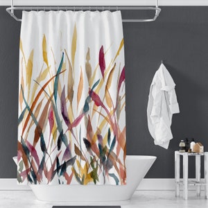 Harvest Grains & Grasses Shower Curtain Fall Shower Curtain Fall Foliage Decor Gifts image 1