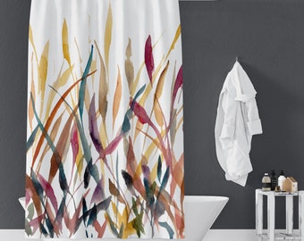 Harvest Grains & Grasses Shower Curtain | Fall Shower Curtain | Fall Foliage Decor Gifts