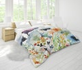 Wildflowers King Duvet Cover in King, Queen, Full, Twin Standard Sizes | Floral Watercolor Print in Pink Blue Navy Green Orange Yellow Red
