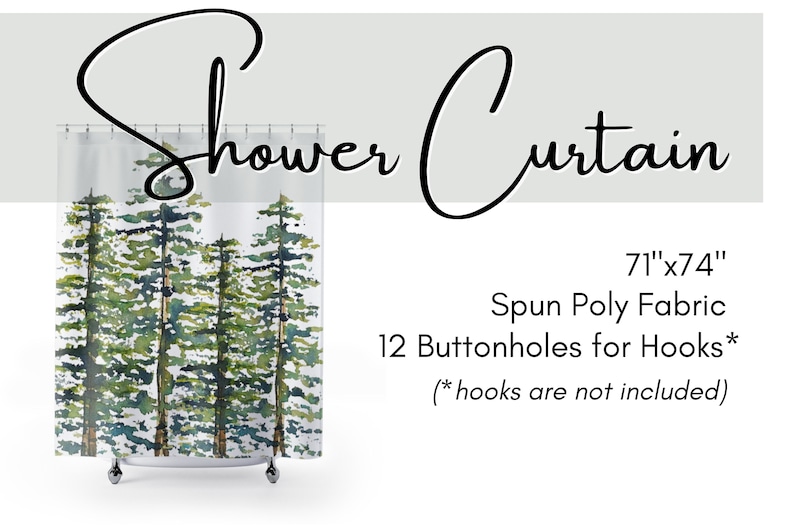 Evergreen Trees Pattern Shower Curtains Abstract Watercolor Etsy