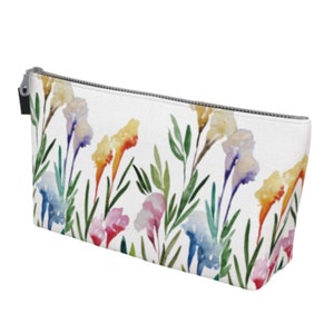 Iris Party Zipper Make up Bag | Multipurpose Zipper Pouch | Textured Poly Canvas | Zipper & Pull Options | Orange Pink Blue Green Purple Red