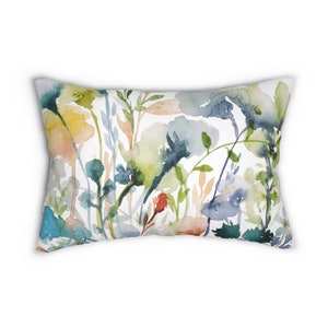 Spring Flowers | Spun Polyester Lumbar Pillow | Pillow Cover with Hidden Zipper & Pillow Insert | 14x20 inches | Floral Home Decor