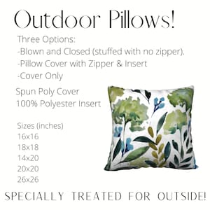 Hydrangeas on Outdoor Pillows & Covers Double Sided Print 14x20, 16x16, 18x18, 20x20, 26x26 Inches Patio Decor Green Blue White image 2