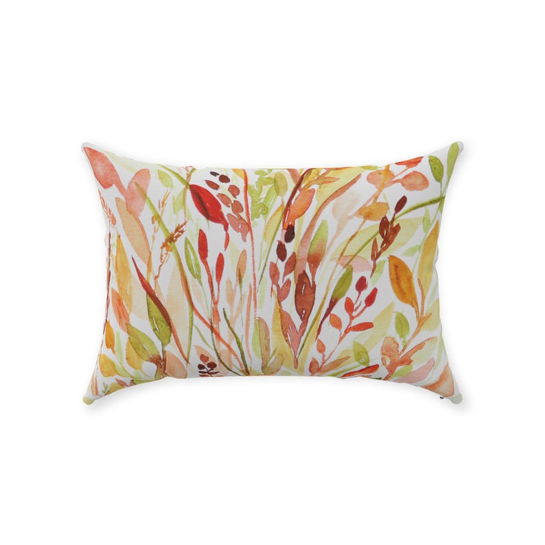 Fall Throw Pillows | Autumn Leaves & Foliage Gifts | Seasonal Home Decor | Harvest Grains Pillow | Yellow Green Red Orange White image 9