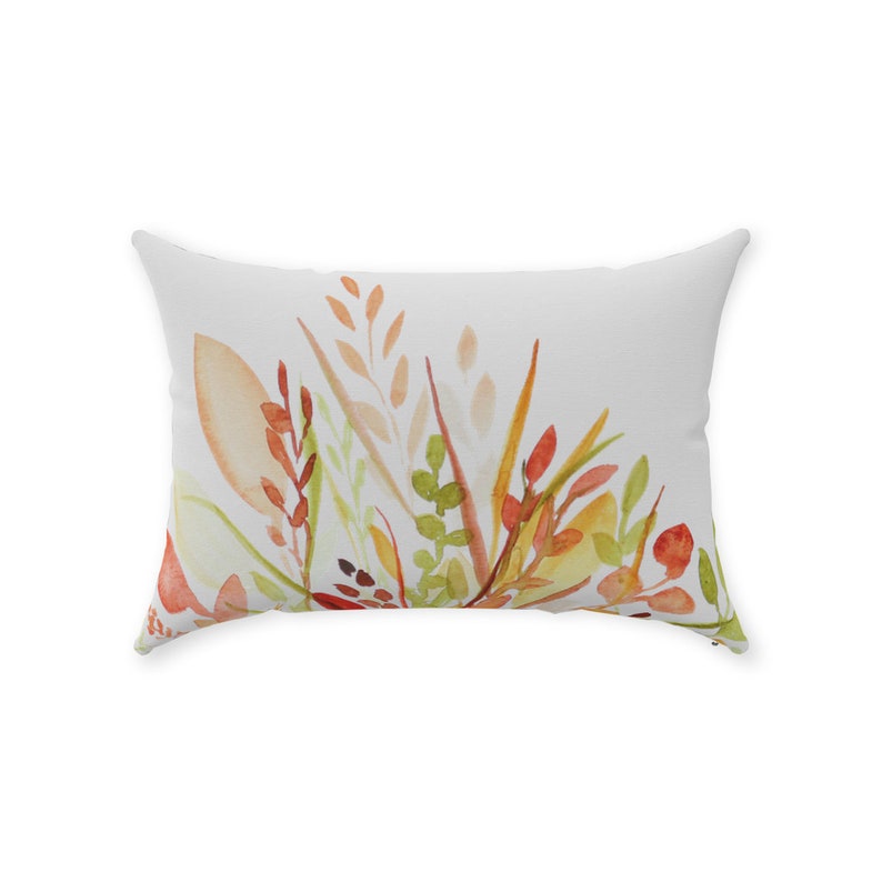 Fall Throw Pillows | Autumn Leaves & Foliage Gifts | Seasonal Home Decor | Harvest Grains Pillow | Yellow Green Red Orange White image 8