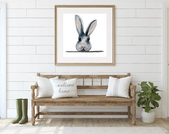 Bunny Rabbit Textured Paper Prints | Watercolor Fine Art Posters | Wall Decor | Easter, Spring, Nursery, Playroom | Animal Prints