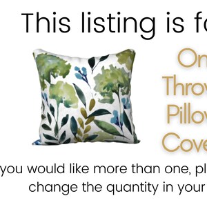 Hydrangea Floral Watercolor Print on 18x18 inch Square Throw Pillow Cover | Hidden Zipper, 4 Fabric Options, Double Sided Print | Blue Green bild 4