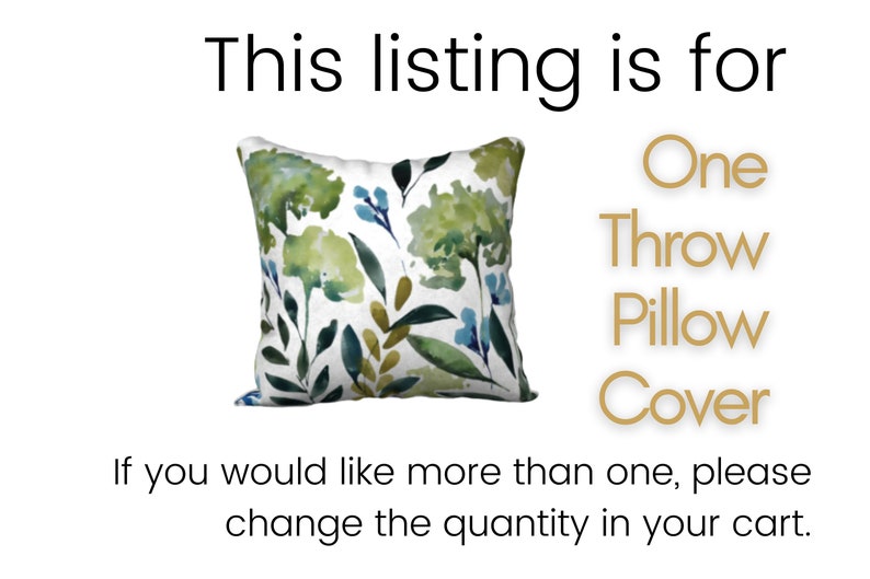 Hydrangea Floral Watercolor Print on 18x18 inch Square Throw Pillow Cover | Hidden Zipper, 4 Fabric Options, Double Sided Print | Blue Green bild 4