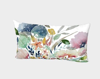 Garden Flowers II | Bed Pillow Sham | King and Standard Sizes | Cotton Sateen and Silk | Envelope Style with White Back