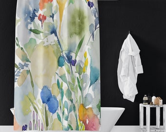 Springles Botanical Flower Garden Print on Shower Curtain