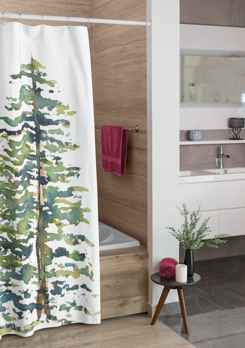Evergreen Trees On Shower Curtains Pretty Holiday Shower Etsy