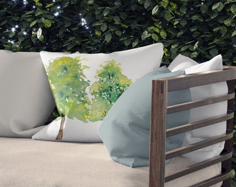 Neighborhood Trees On Outdoor Pillows & Covers | Double Sided Print | 14x20, 16x16, 18x18, 20x20, 26x26 Inches | Three Options Available