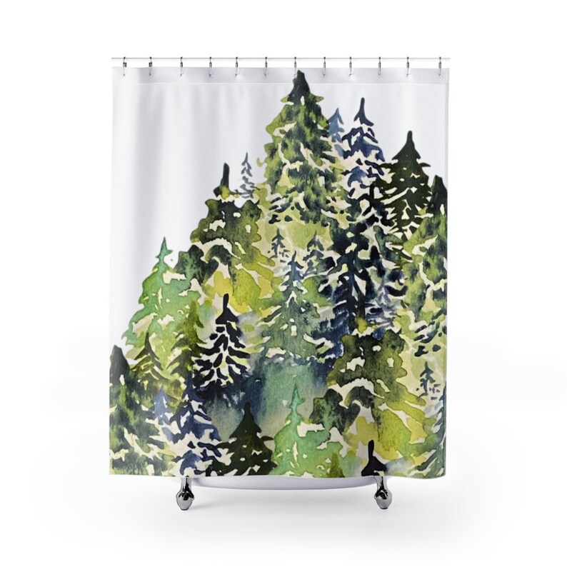 Alpine Slopes of Evergreen Trees Pattern Shower Curtains Etsy