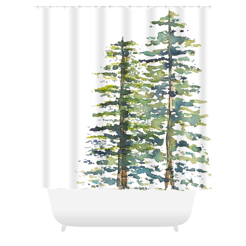 Evergreen Trees On Shower Curtains Pretty Holiday Shower Etsy