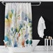 Spring Flowers on Shower Curtains | Floral Watercolor Print Shower Curtains | Bathroom Refresh Gifts | 71x74 in | Green Blue Teal Yellow Red 