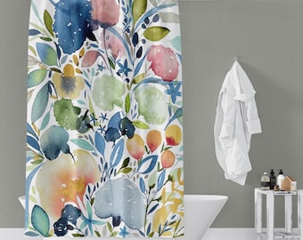 Garden Flowers IV on Shower Curtains | Floral Watercolor Print Shower Curtains | Bathroom Refresh Gifts | 71x74 in