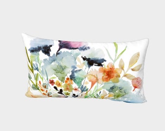 Wildflowers | Bed Pillow Sham | King and Standard Sizes | Cotton Sateen or Silk | White Backing with Envelope Closure