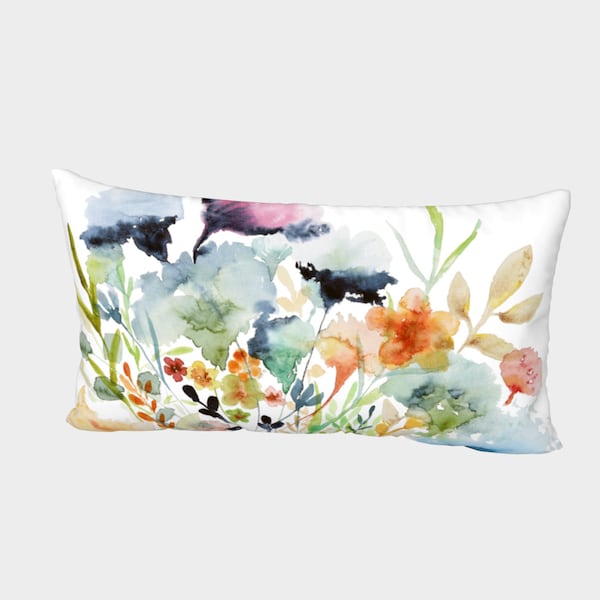 Wildflowers | Bed Pillow Sham | King and Standard Sizes | Cotton Sateen or Silk | White Backing with Envelope Closure