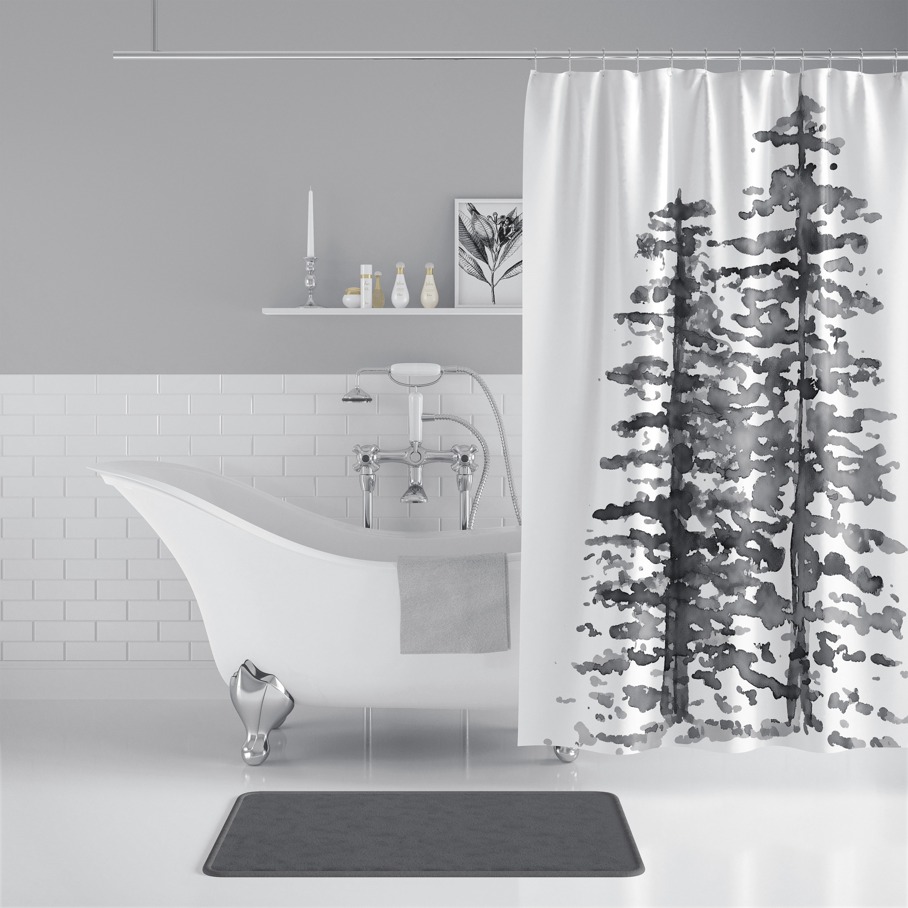 Ever Gray Evergreen Trees Shower Curtains Winter Scene Etsy