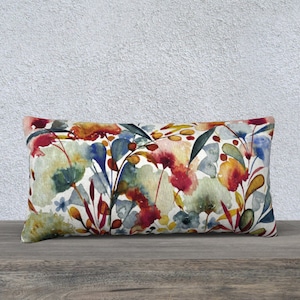 Fall Flora II 24x12 inch Lumbar Throw Pillow Cover | Custom Listing Tweaked RBC | Cotton Linen, Velveteen, Cotton Canvas, Poly Canvas