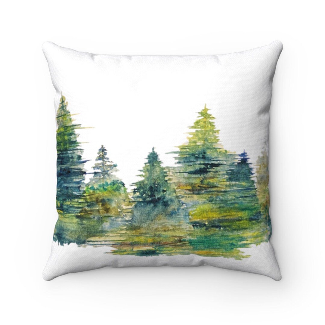 Reflecting on Evergreens on Throw Pillow Cover Spun Polyester Square