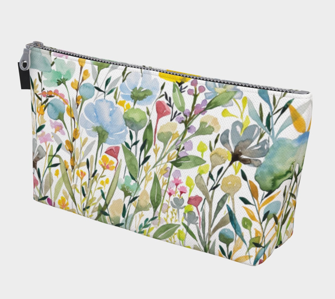 Wildflower Mix Makeup Bag | Zipper Pouch With Pull Tab Option ...