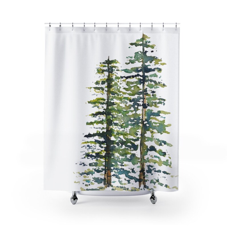 Evergreen Trees on Shower Curtains Pretty Holiday Shower Etsy
