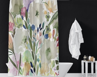 Spring Flowers II Shower Curtains | Botanical Spa Shower Curtains | Bathroom Refresh Gifts | 71x74 inches | Spun Polyester Fabric