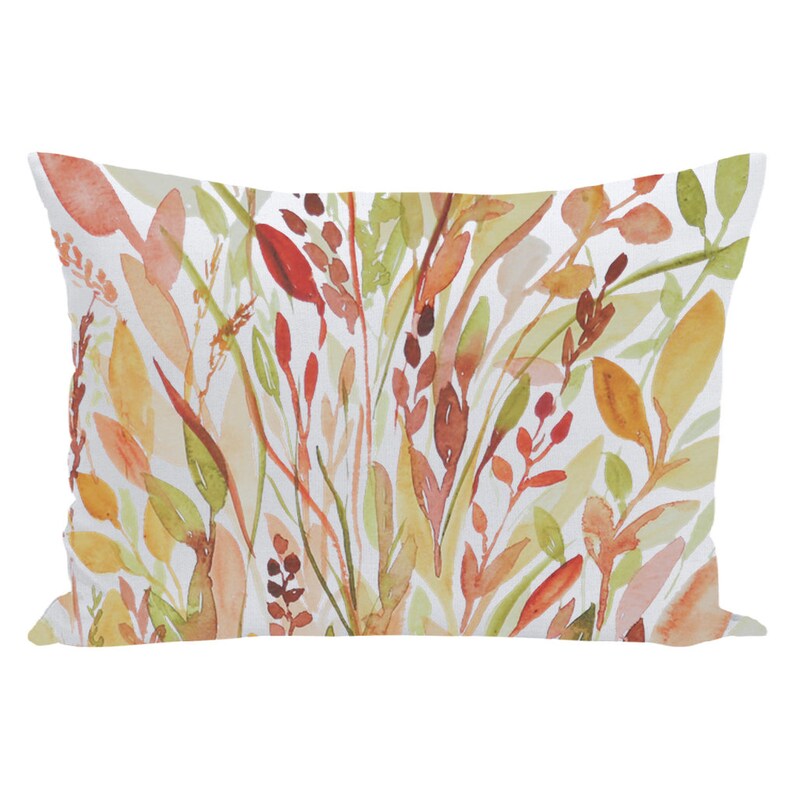 Fall Throw Pillows | Autumn Leaves & Foliage Gifts | Seasonal Home Decor | Harvest Grains Pillow | Yellow Green Red Orange White image 7