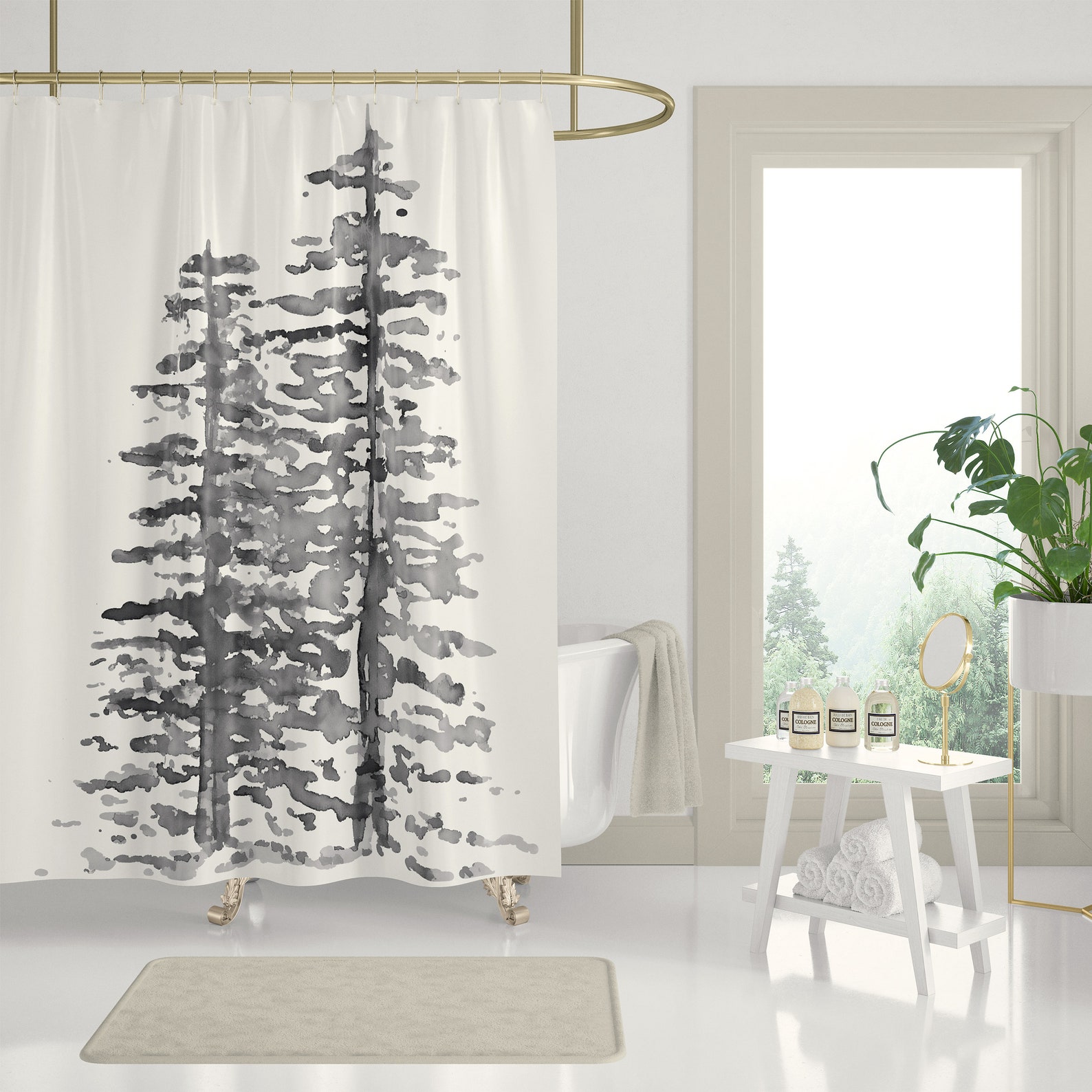 Ever Gray Evergreen Trees Shower Curtains Winter Scene Etsy