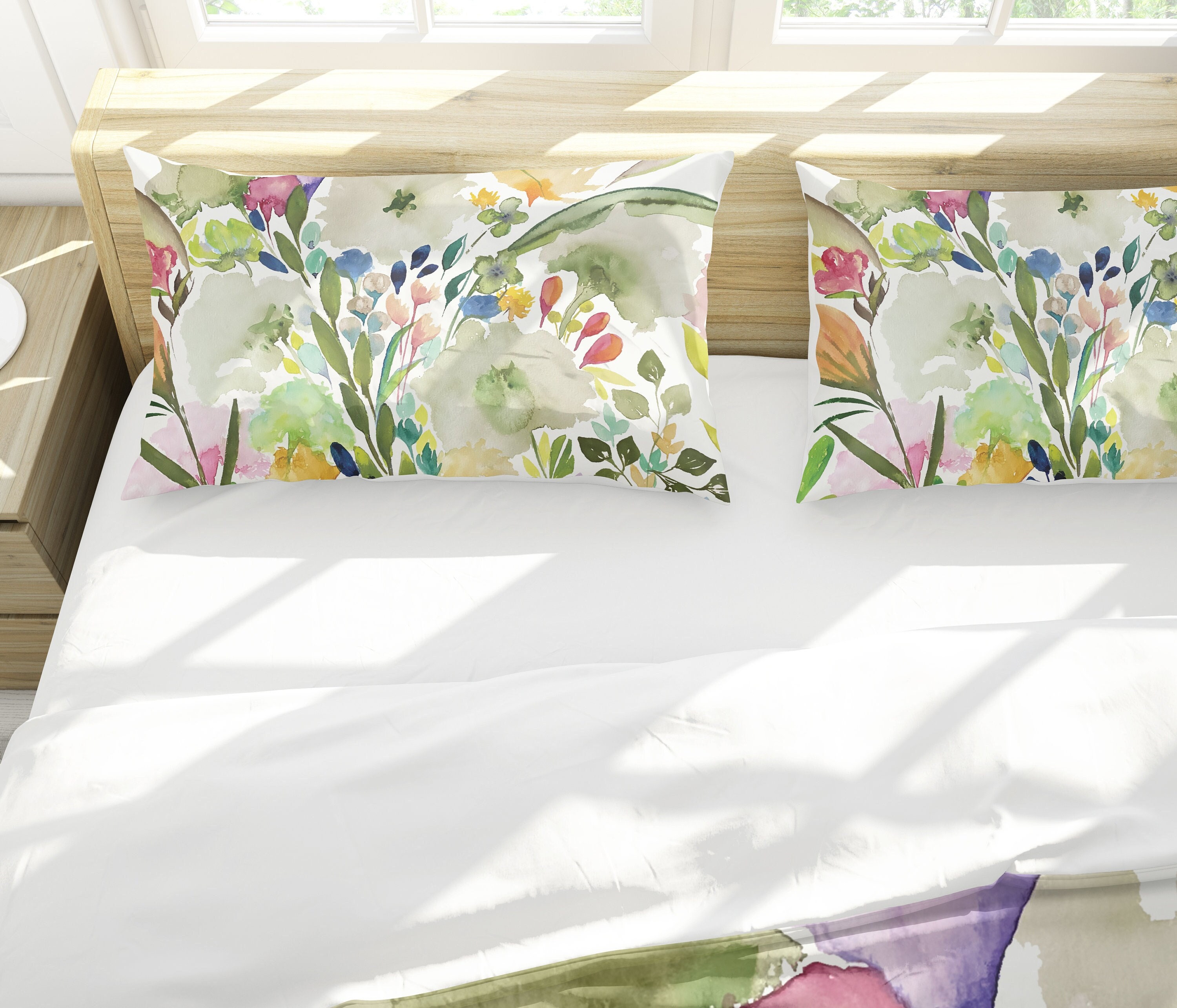 Spring Flowers Bright Bed Pillow Shams / King Tallas - Etsy España