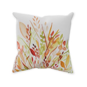 Fall Throw Pillows | Autumn Leaves & Foliage Gifts | Seasonal Home Decor | Harvest Grains Pillow | Yellow Green Red Orange White